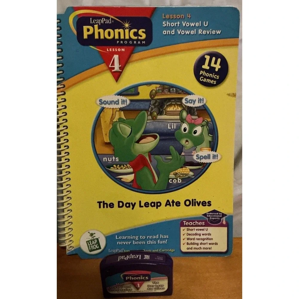 LeapPad Phonics Program Lot of 3 Books & 3 Cartridges, Lessons 2-4
